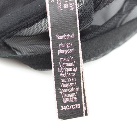 Victorias Secret Bra Womens 34C Black Bombshell Plunge Front Close Racerback - Picture 5 of 6